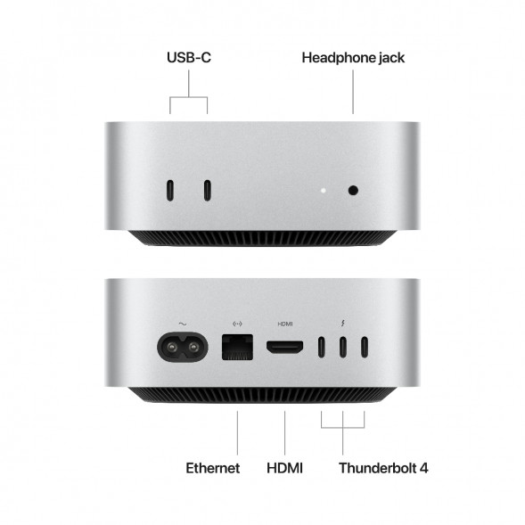 Компьютер Apple Mac mini M4 2024 (MU9D3) (10 Core GPU, 16ГБ, 256ГБ SSD, Apple, macOS), серебристый в Вологде